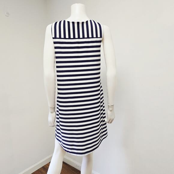 Jude Connally Dress Medium Molly Sleeveless Navy Stripe Pockets Jude Cloth Prep - Picture 3 of 8